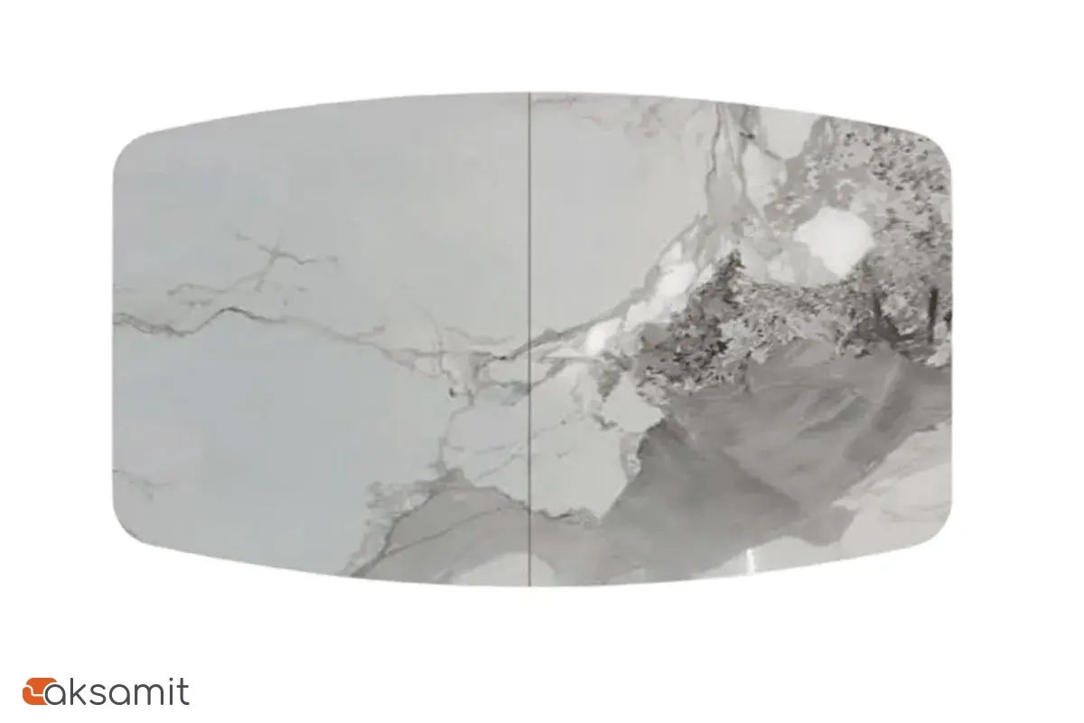 Стол обеденный Аризона 1300х800 (Керамика YB8020122BG Пандора / МДФ в пленке Черный кварц /Металл черный)