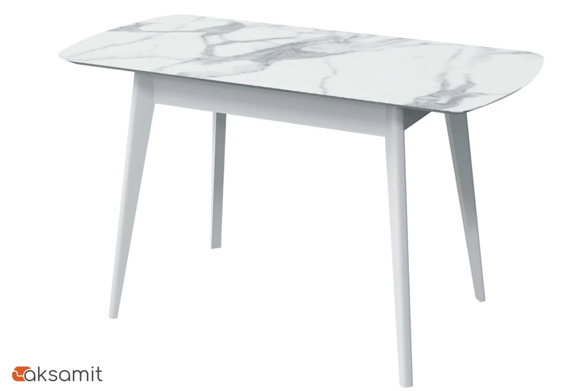 Стол Прайм раздвижной 1200 (Мрамор Белый/ПУ белый)