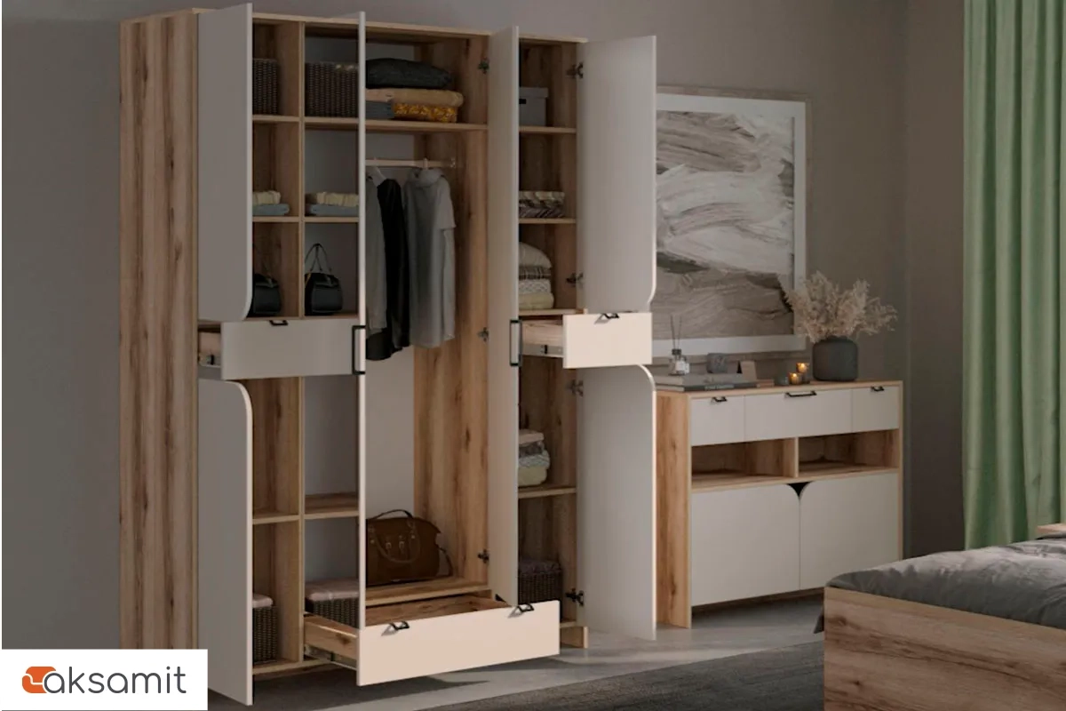 Готовый комплект для спальни Калипсо ЦРК.КЛС.05 (Делано светлый/Сатин) фото