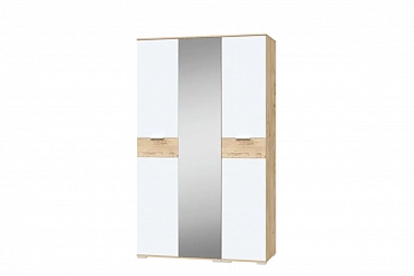 Шкаф 3х-дверный с зеркалом Берген (Дуб Бунратти/Белая Шагрень)