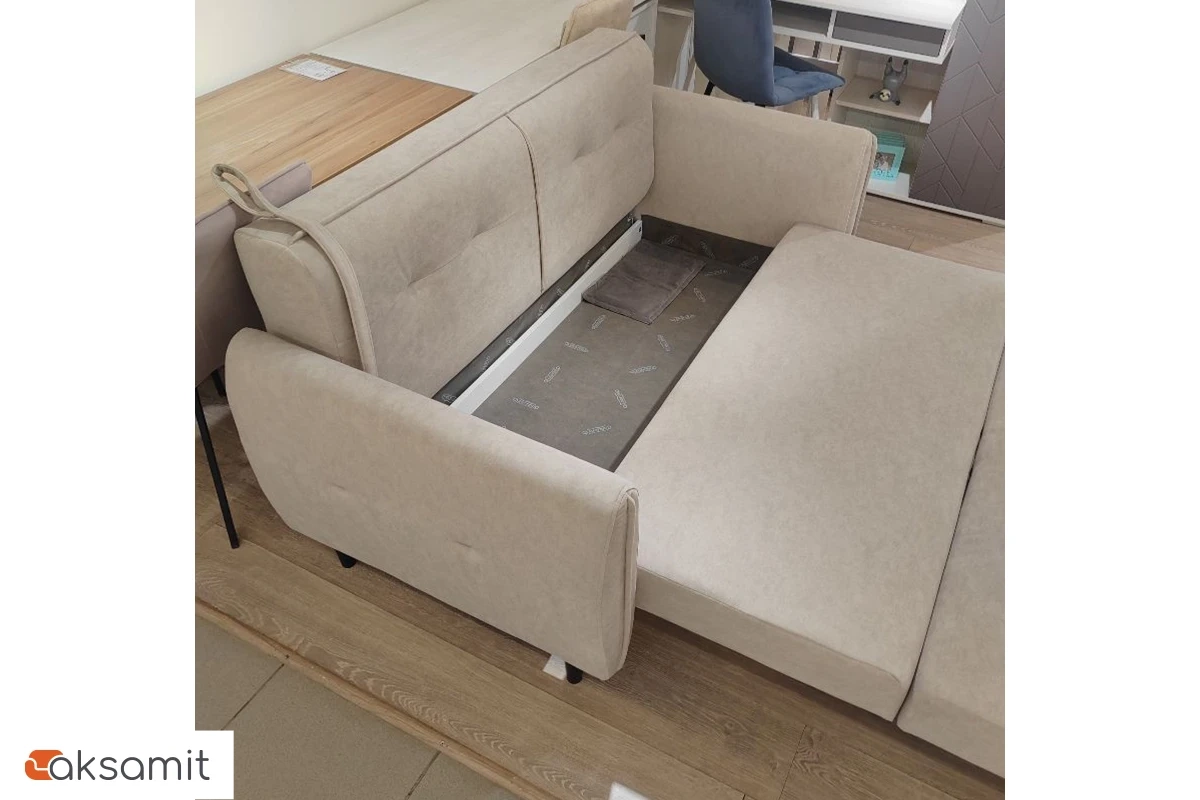 Диван-кровать Мишель ДК (Gretta Bone / Ножки Орех)