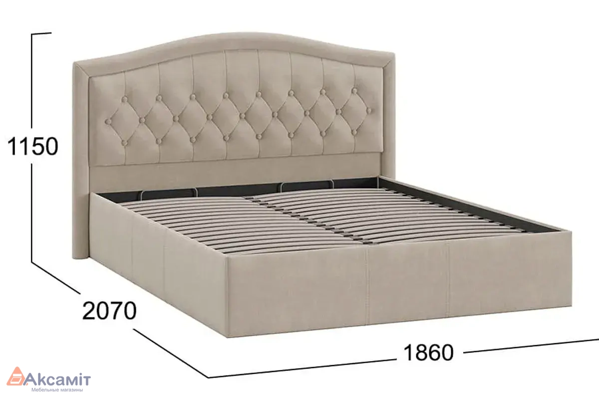 Кровать Адель с ПМ Тип 1 и заглушиной 160х200 (Велюр/Мокко светлый)