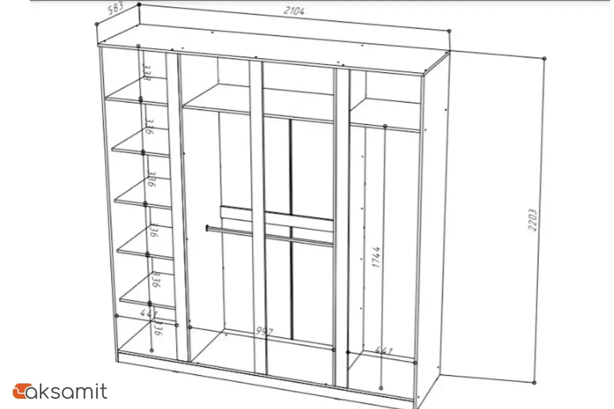 Шкаф Stern 4-х дверный с зеркалом (Дуб Вотан) 72676509 Шкаф Stern 4-х дверный с зеркалом (Дуб Вотан) 72676509
