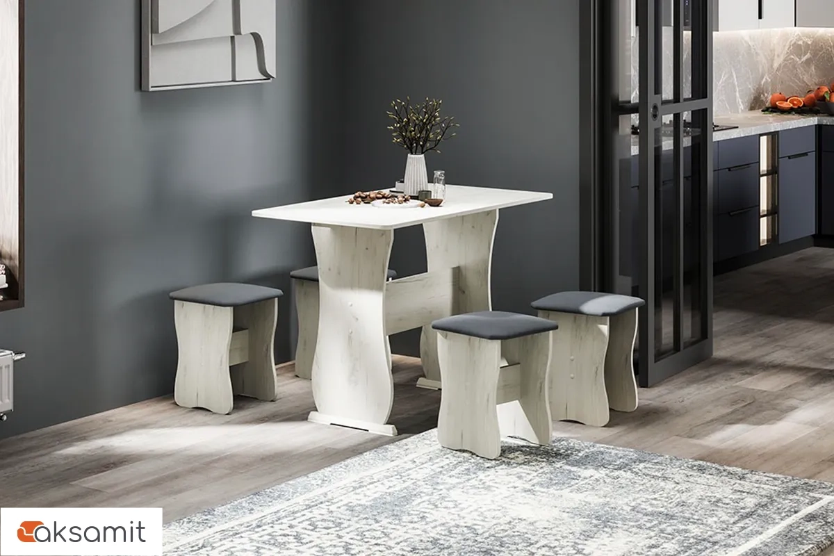 Обеденная группа тип 1 МФ-101.006 (Дуб крафт белый / Велюр серый)