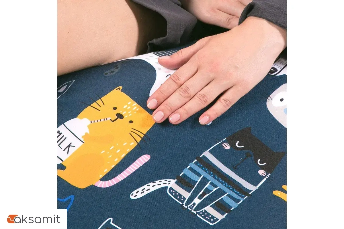 Кресло-мешок Груша Миди 2XL (Мебельный хлопок / Коты непоседы синие)