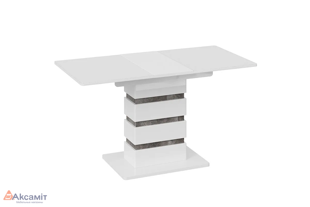 Стол обеденный  Мадейра Тип 1 (Белый глянец/Ателье темный)