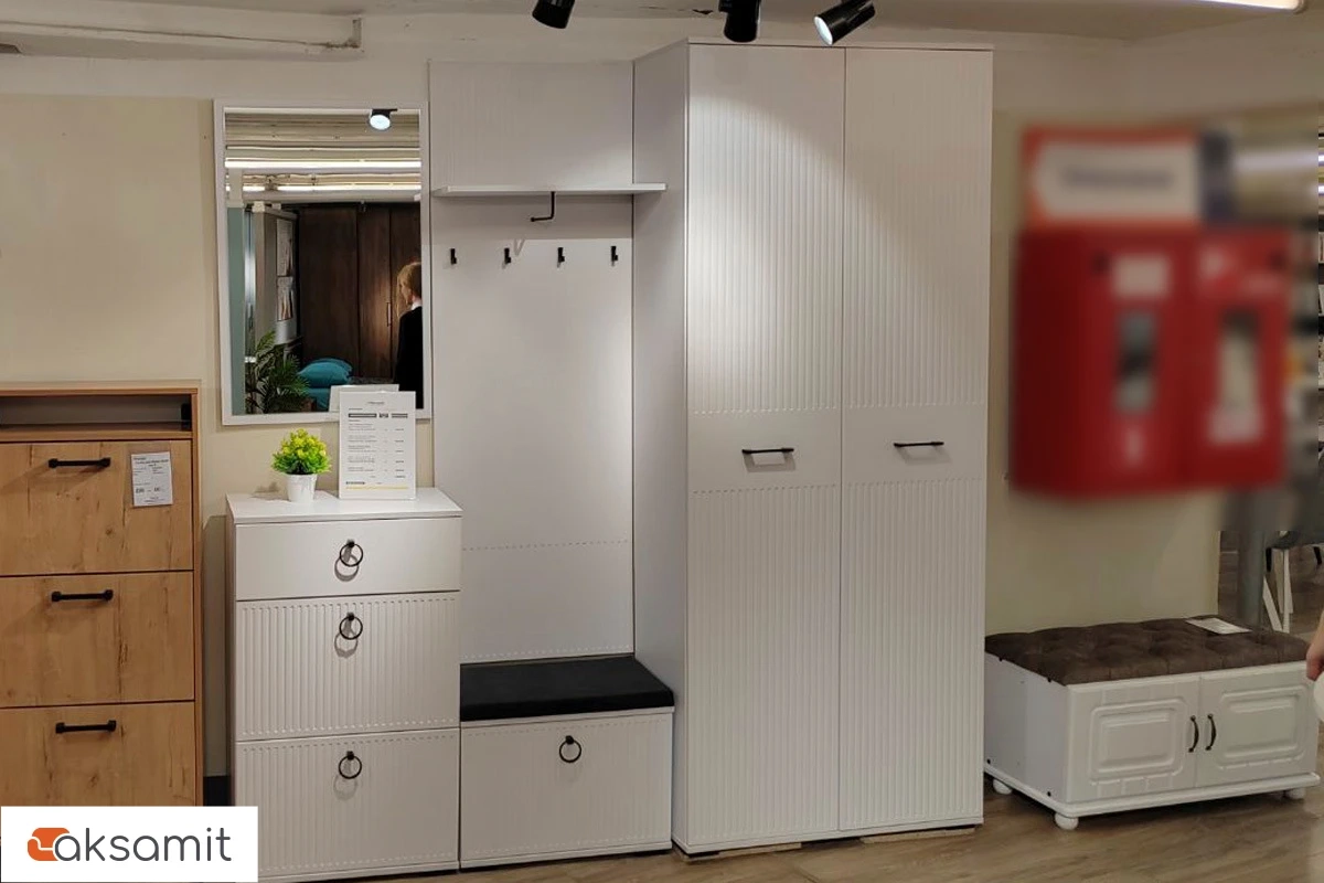 Шкаф Шарлиз (в прихожую) 2 дв. для платья и белья с выдвижной штангой (Белый)