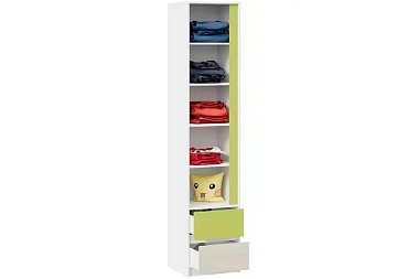 Шкаф для белья комбинированный с накладкой Сканди СМ-386.07.21-20 (Дуб Гарден/Белая/Зеленый)
