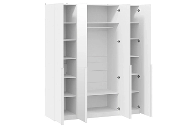 Шкаф для одежды (580) с 4 дверями Порто СМ-393.07.108 (Белый Жемчуг/Белый софт)