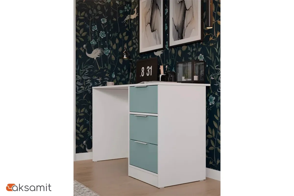 Стол письменный Марли Тип 1 (Белый/Серо-голубой)