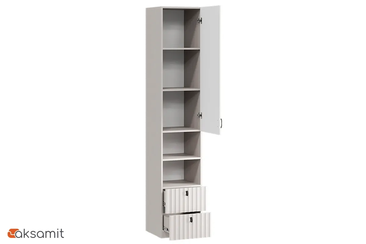 Шкаф комбинированный Тиффани Исп.2 с 1 дверью / 2 ящика (Кашемир / Кашемир матовый)