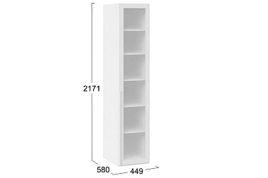 Шкаф для белья Порто СМ-393.07.008 (580) с 1 дверью со стеклом (Белый Жемчуг/Стекло сатин белое)