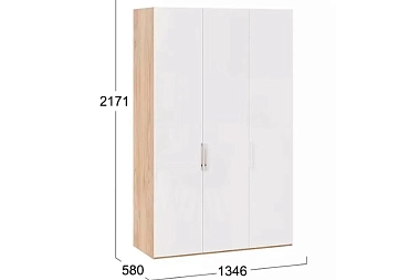 Шкаф комбинированный Эмбер СМ-348.07.008 с 3 глухими дверями (Яблоня Беллуно/Белый глянец)