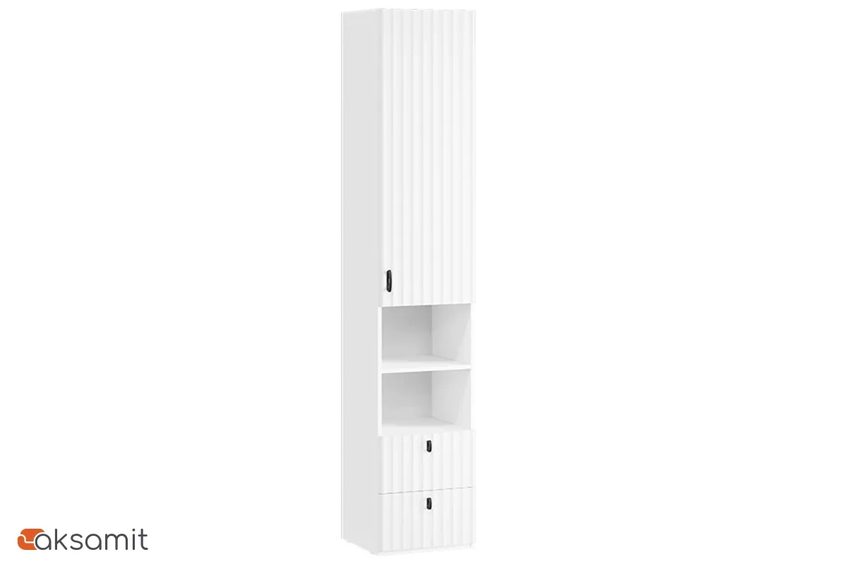 Шкаф комбинированный Тиффани Исп.2 с 1 дверью / 2 ящика (Белый снег / Белый софт)