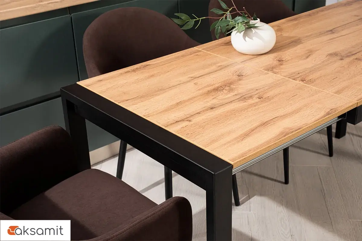 Стол обеденный Этно (Дуб вотан / Рама черная / Металл черный)