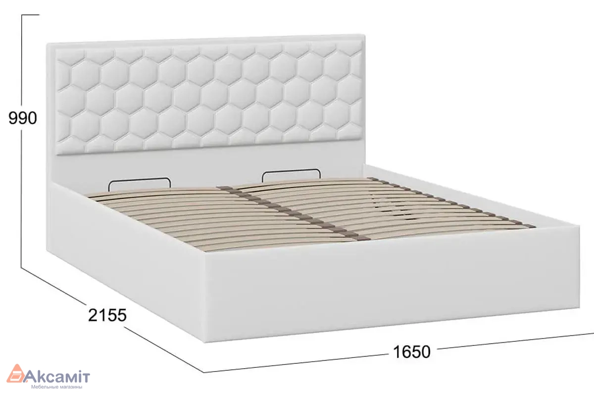 Кровать универсальная Порто с ПМ 160х200 без заглушины (Экокожа белая/Polo)