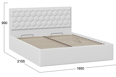 Кровать универсальная Порто с ПМ 160х200 без заглушины (Экокожа белая/Polo)