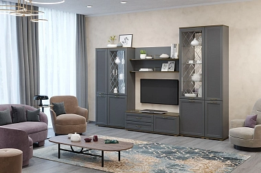 Комплект мебели для гостиной Карина-24 (Гикори Джексон Темный/Серый Оникс)