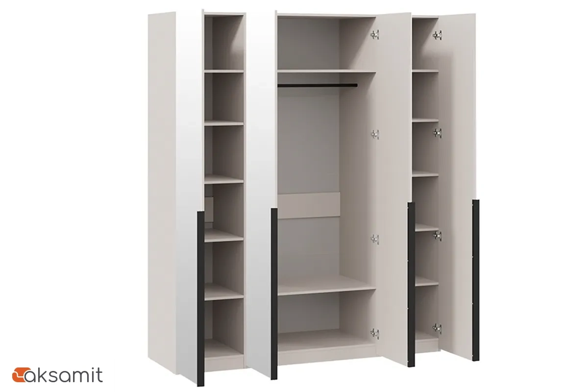 Шкаф для одежды Порто СМ-393.07.109 (580) с 4 зеркальными дверями (Кашемир матовый / Кашемир матовый)