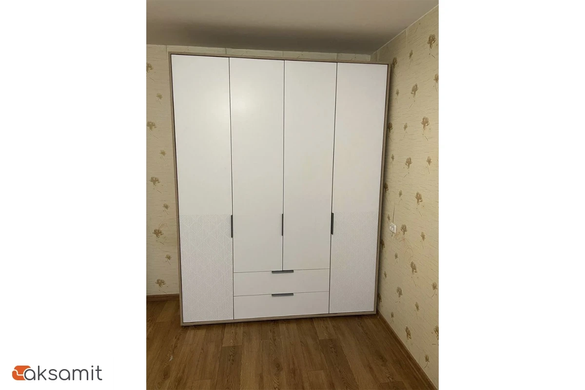 Шкаф четырехдверный Николь Мод.8 (Белый/Дуб Альпийский)