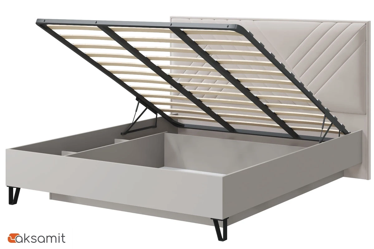 Кровать Кашемир с мягким изголовьем и ПМ 160х200 (Кашемир/Сантьяго)