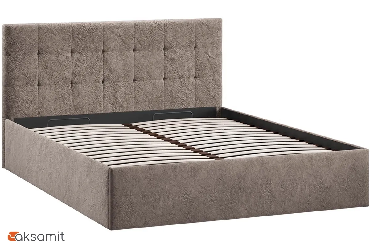 Кровать Джоли Тип 1 с ПМ 160х200 (Микровелюр / Wellmart Latte)