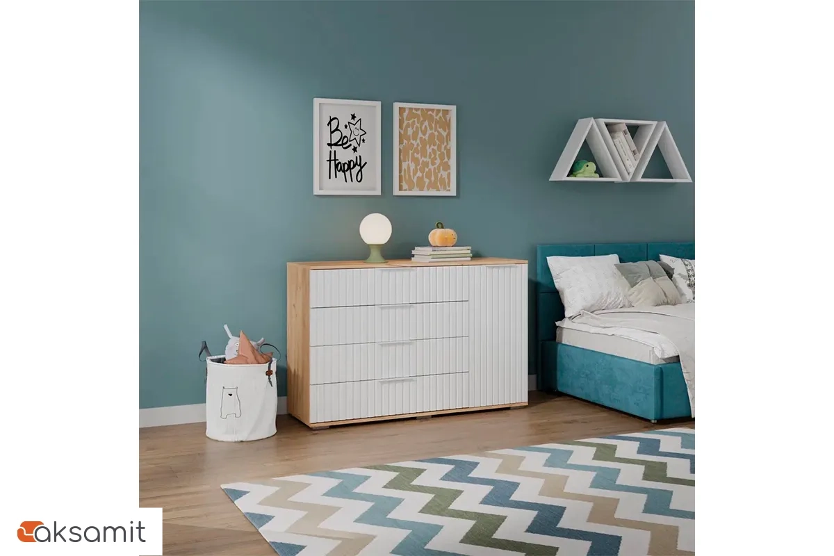 Комод комбинированный Хилтон 402.012.000 (Дуб Крафт Золотой/Белый матовый)