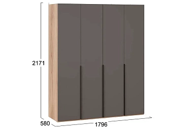 Шкаф для одежды (580) с 4 глухими дверями Порто СМ-393.07.110 (Яблоня Беллуно/Графит софт)