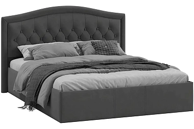 Кровать Адель с ПМ без заглушины 160х200 Тип 1 (Велюр/Графит)