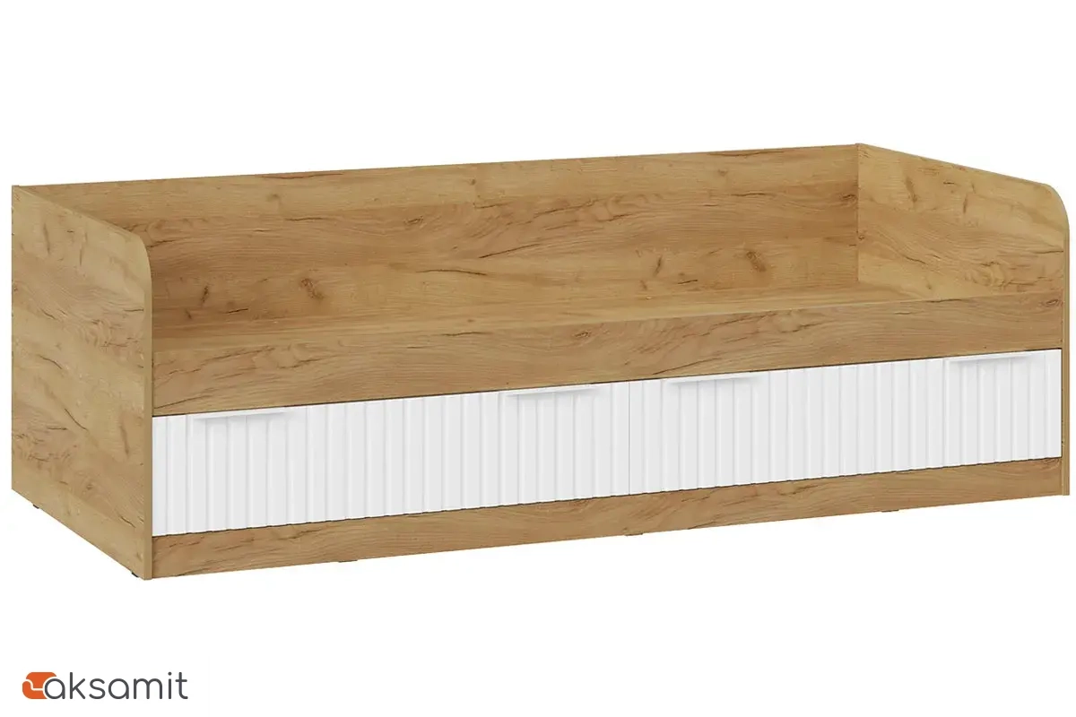 Кровать комбинированная Хилтон 90х200 Тип 1 (Дуб Крафт Золотой/Белый матовый)