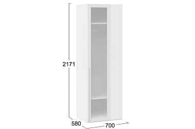 Шкаф угловой Порто СМ-393.07.011 (580) с 1 дверью со стеклом (Белый Жемчуг/Стекло сатин белое)