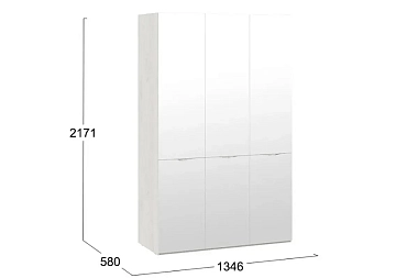 Шкаф комбинированный Либерти СМ-297.07.433 с 3 зеркальными дверями (Дуб крафт белый)