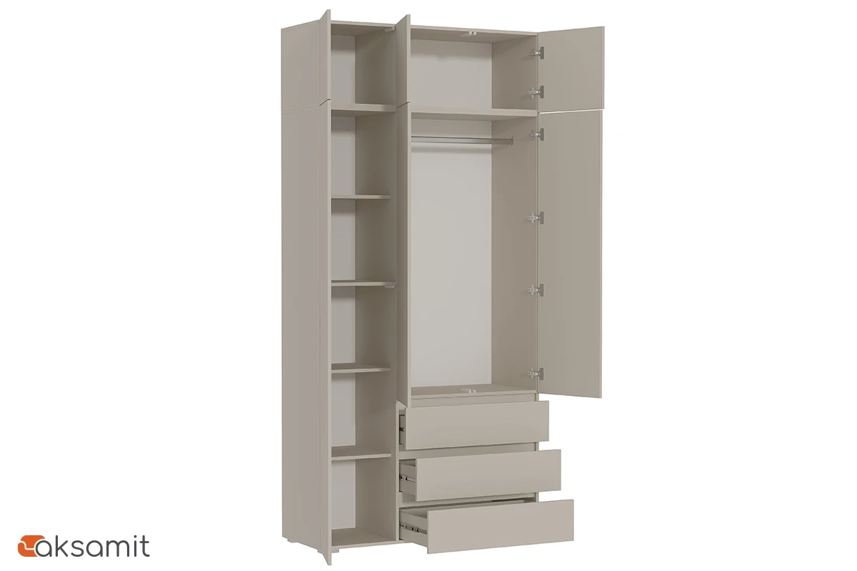 Шкаф с антресолью 3-створчатый Веста (Бежевый)