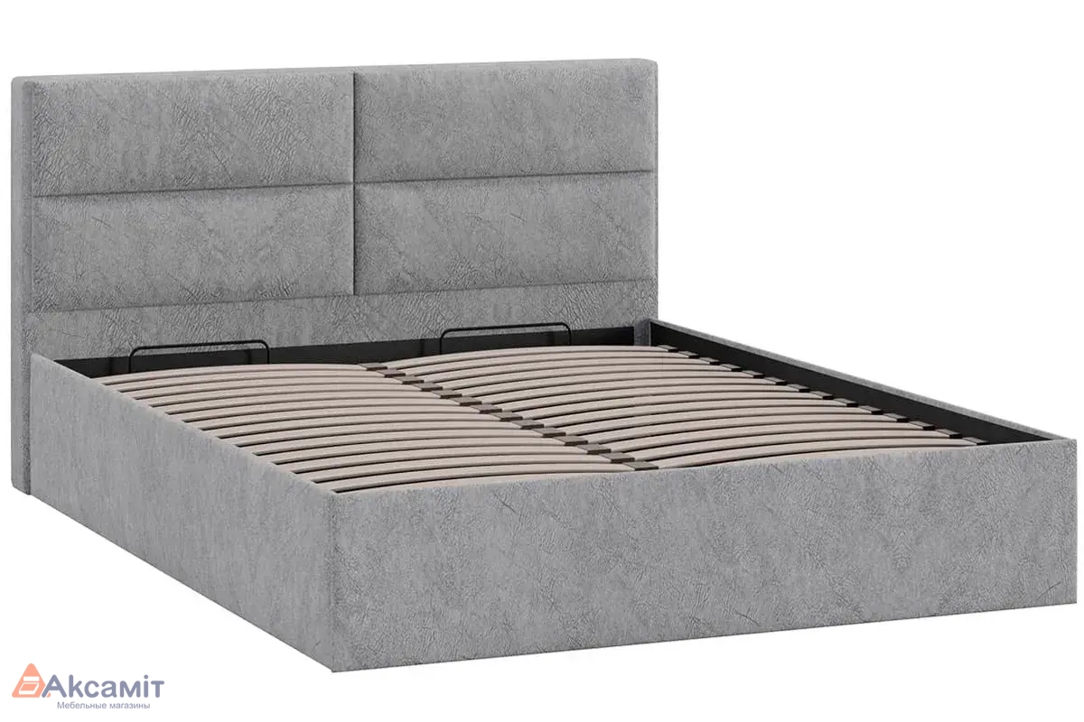 Кровать Универсальная Глосс с ПМ Тип 1 и заглушиной (Микровелюр/Wellmart Silver)