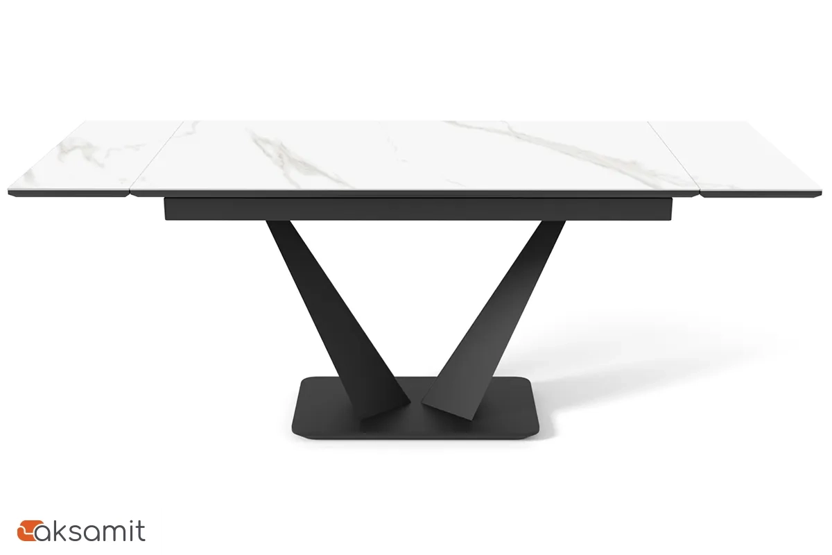 Стол обеденный Ниагара 1400(2000) (ст. №2 / Керамика 9806035 / МДФ Черный кварц / Металл черный)