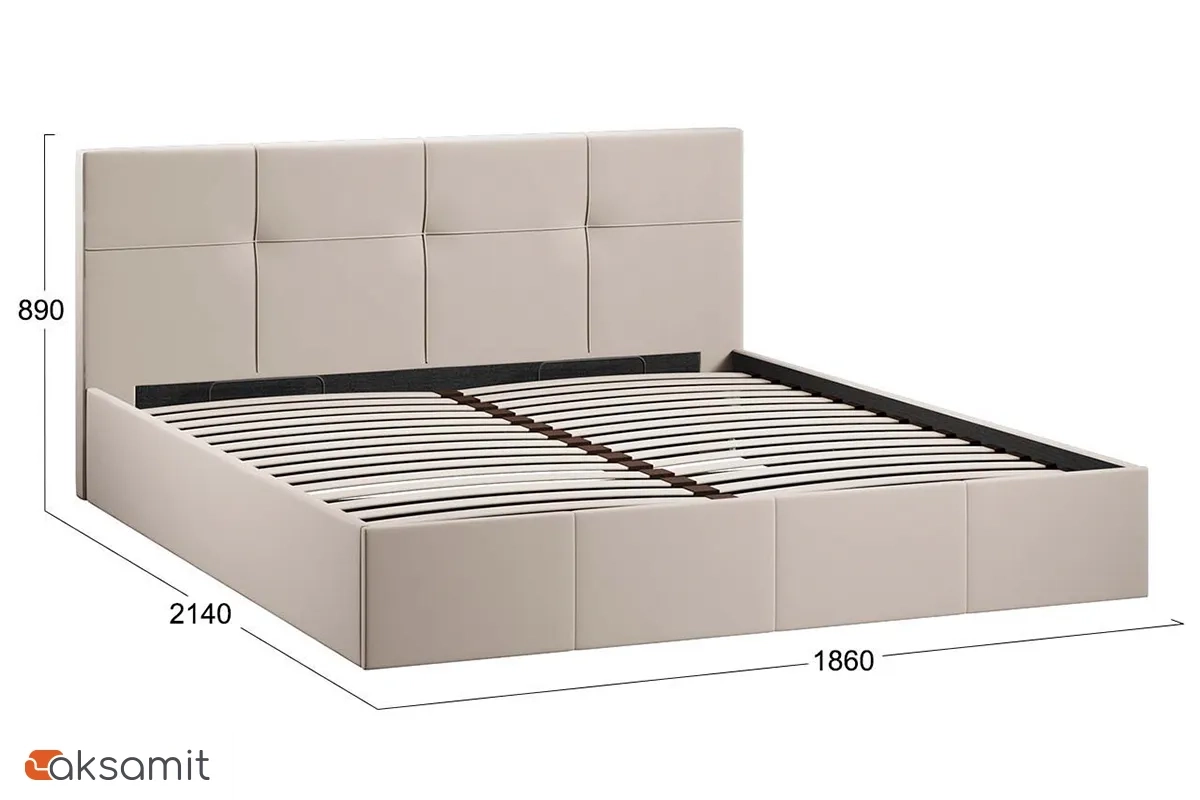 Кровать Лора с ПМ и заглушиной 180х200 (Велюр / Confetti Cream)