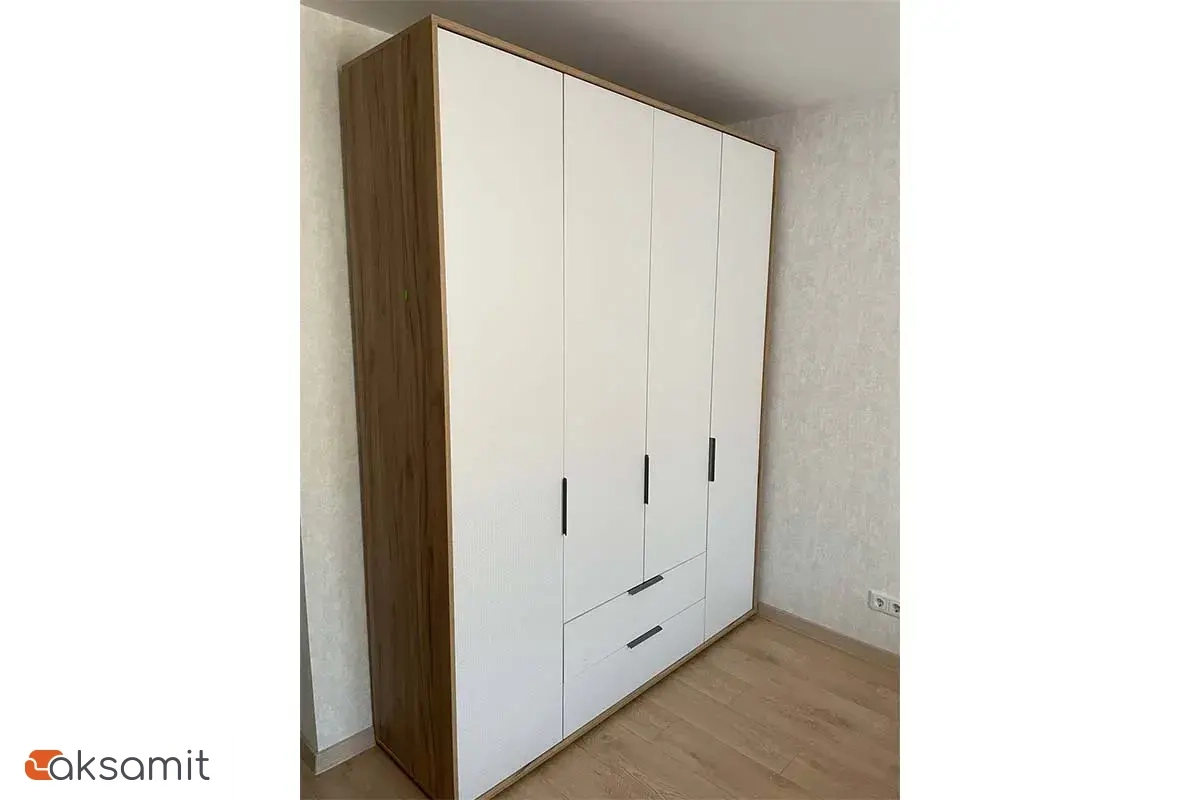 Шкаф четырехдверный Николь Мод.8 (Белый/Дуб Альпийский)