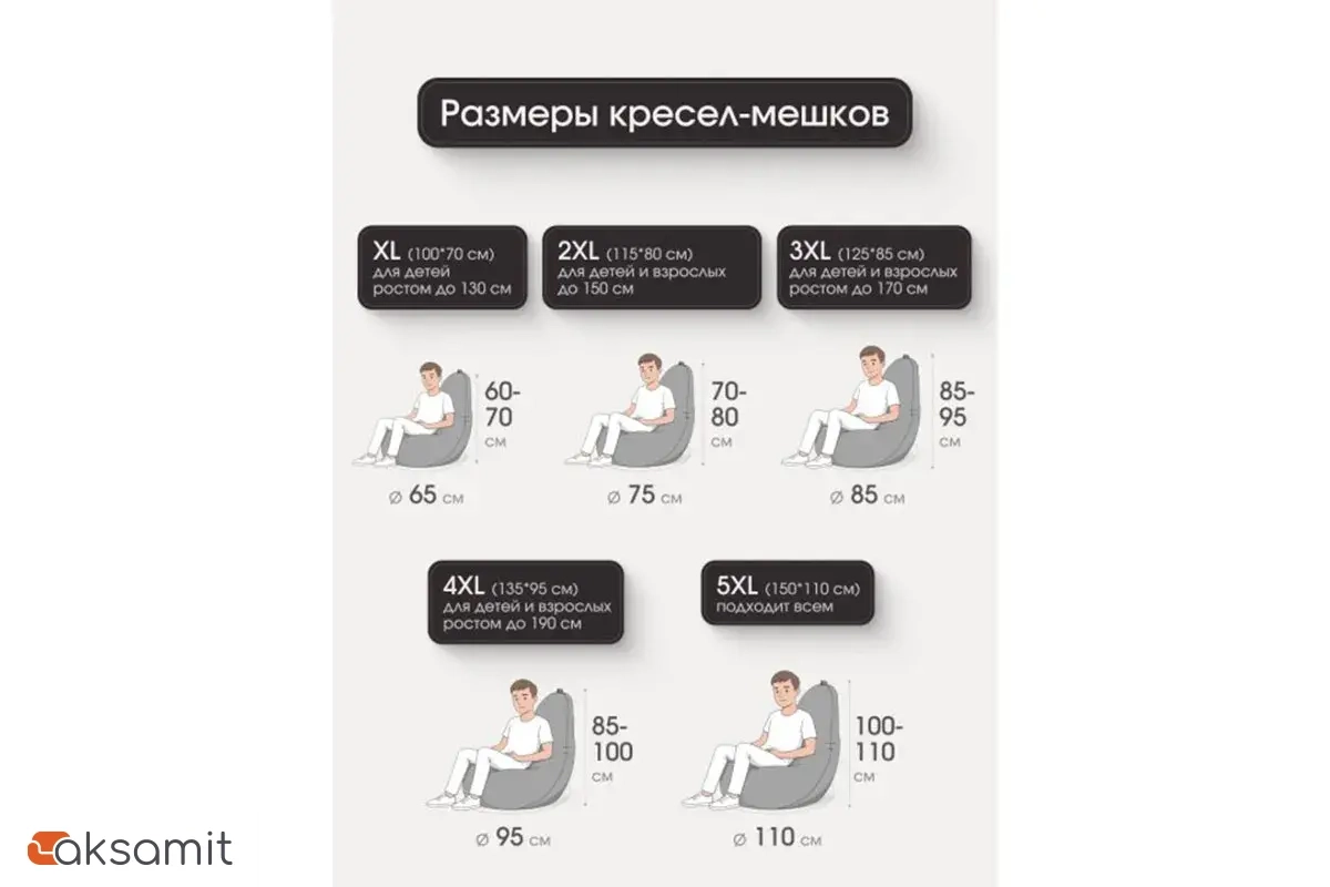 Кресло Мешок Груша Серое (Оксфорд) XL