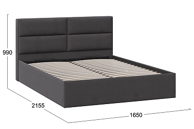 Кровать универсальная Глосс Тип 1 с ПМ и заглушиной 160х200 (Велюр/Графит)