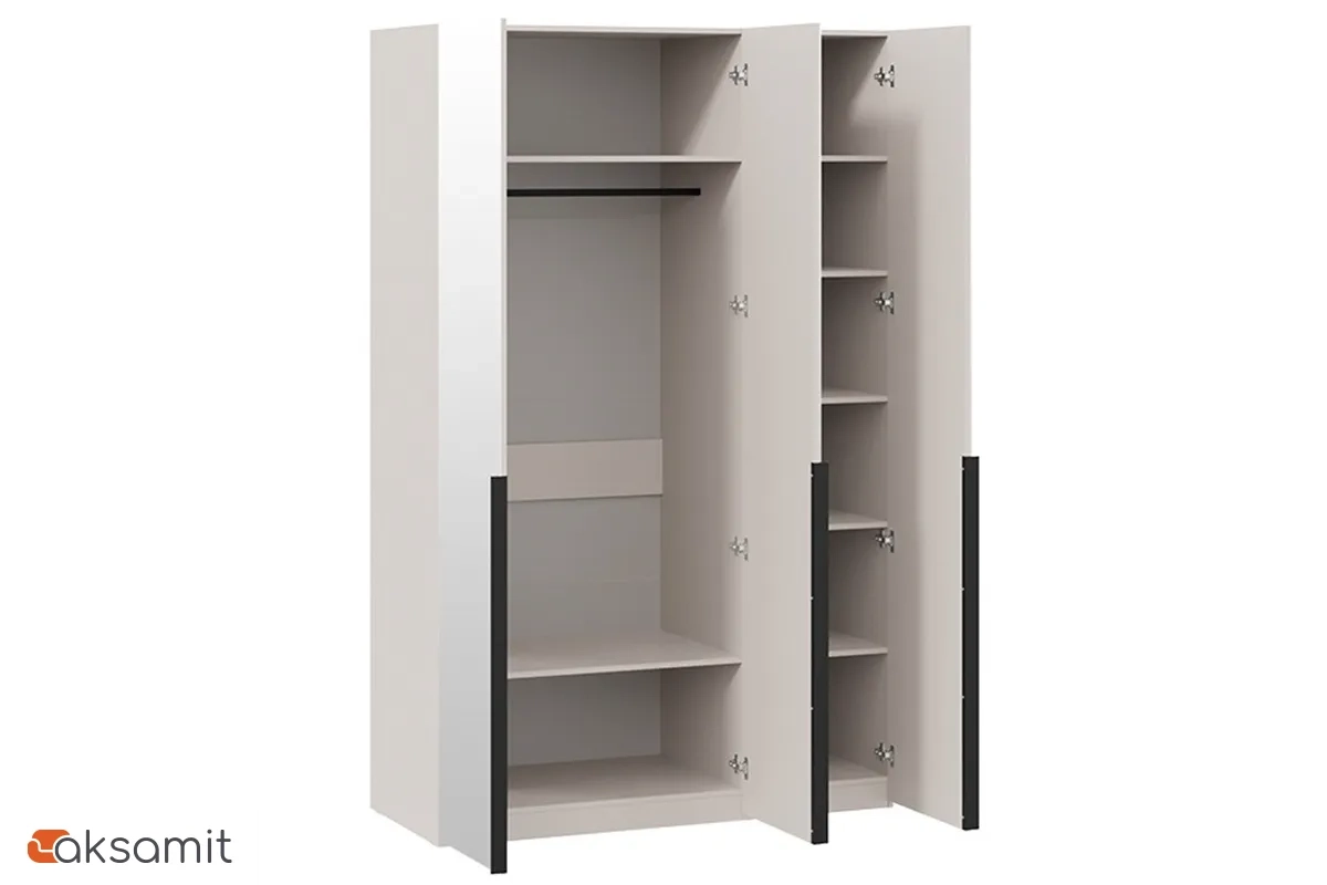 Шкаф для одежды Порто СМ-393.07.111 (580) с 3 зеркальными дверями (Кашемир матовый / Кашемир матовый)