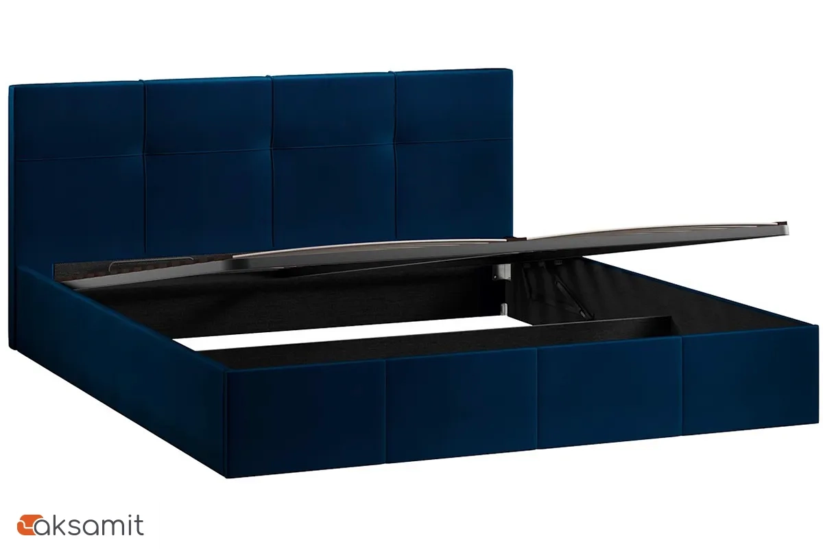 Кровать Лора с ПМ и заглушиной 180х200 (Велюр / Confetti Blue)