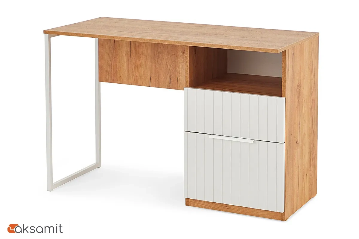 Стол письменный Хилтон Тип 1 (Дуб Крафт Золотой/Белый матовый)