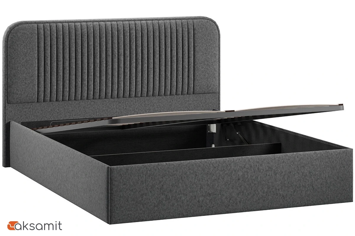 Кровать Тиффани c ПМ 160х200 Тип 1 (Микровелюр Jercy/Graphite) Кровать Тиффани c ПМ 160х200 Тип 1 (Микровелюр Jercy/Graphite)