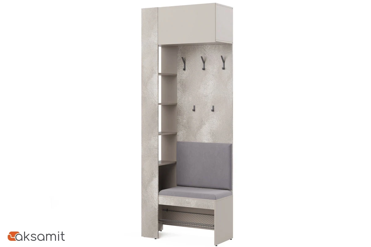 Вешалка комбинированная Сольера мод.1 (ЛДСП Мунлайт/ЛДСП Велюр/Ткань Light Grey)