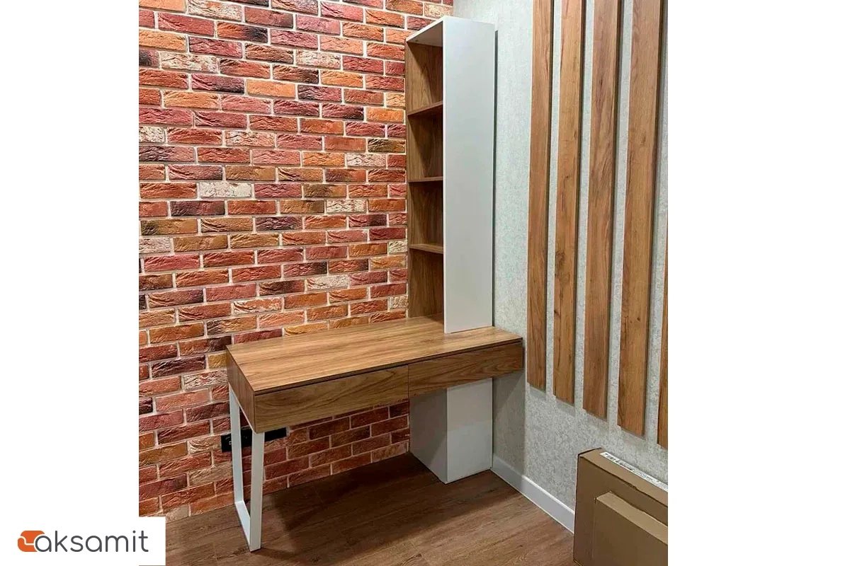 Стол письменный со шкафом Порто СМ-393.15.012 (Белый жемчуг/Яблоня беллуно/Белый софт)