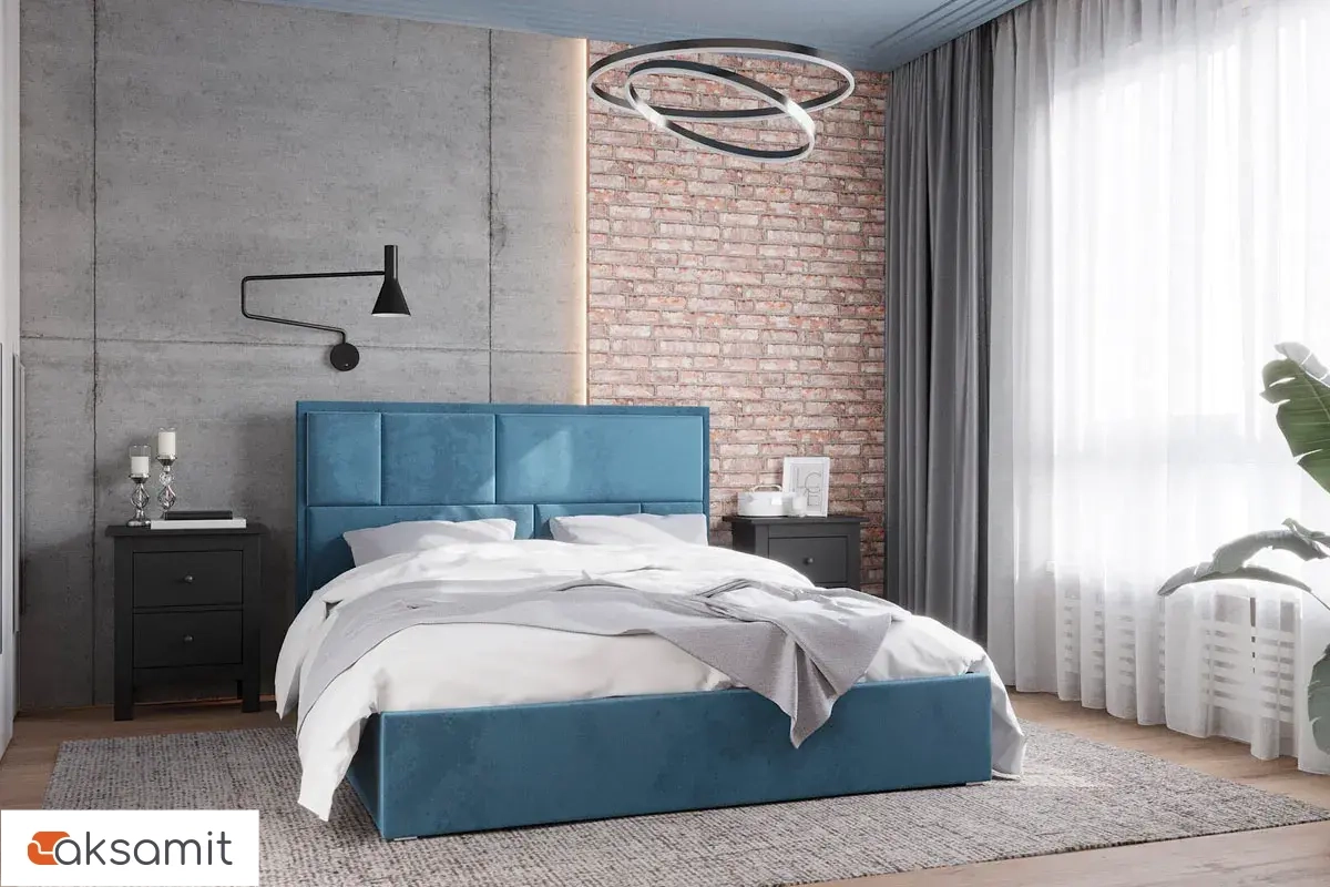 Кровать Madison без орт. основания 160х200 (Велюр/Синий) 72305910 Кровать Madison без орт. основания 160х200 (Велюр/Синий) 72305910