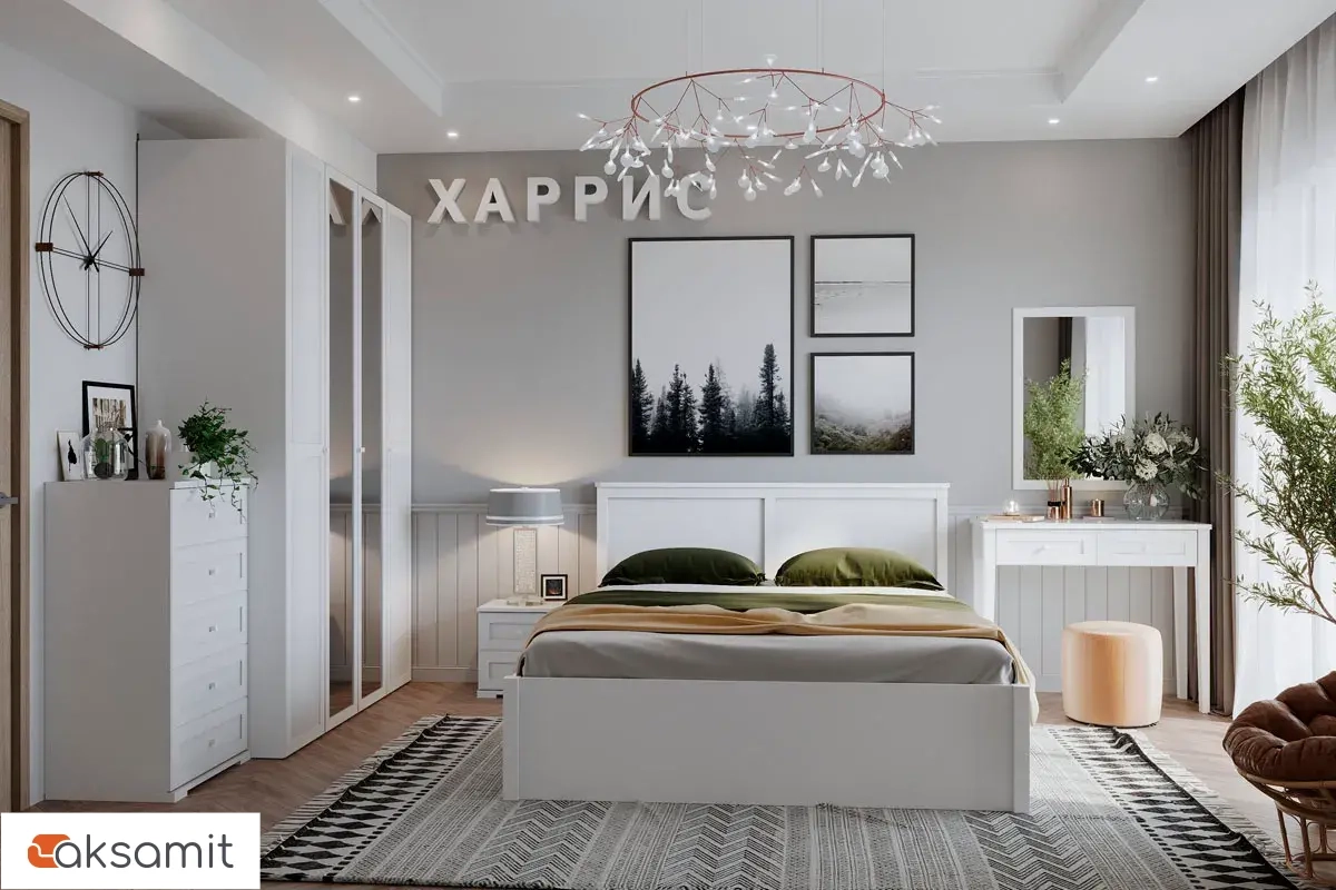 Кровать Харрис 43.2 с ПМ 140х200 (Белый) Кровать Харрис 43.2 с ПМ 140х200 (Белый)