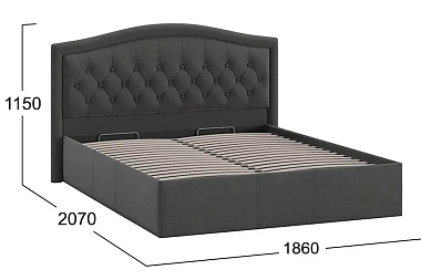 Кровать Адель с ПМ Тип 1 и заглушиной 160х200 (Велюр/Графит)