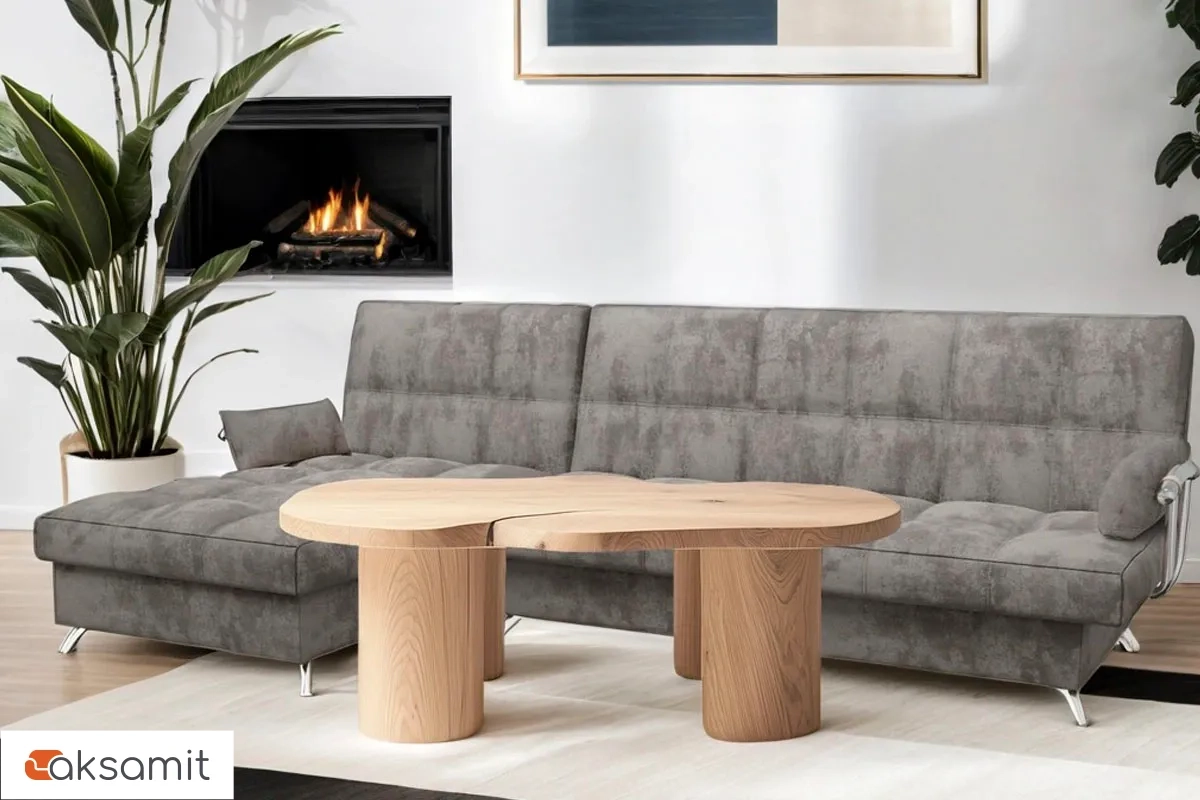 Угловой диван Регина-45.2 Финка ДКУ с хром. боковинами Siesta Грей