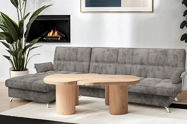 Угловой диван Регина-45.2 Финка ДКУ с хром. боковинами Siesta Грей